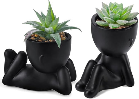 Set of 2 Fake Plants Artificial Succulent Plants for Office Desk Accessories Bathroom