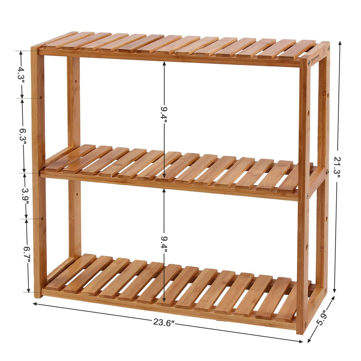 Bamboo Bathroom Shelf, 3-Tier Adjustable Plants Rack, Wall-Mounted