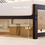 IDEALHOUSE Queen Size Bed Frame with Wooden Headboard and Footboard, Industrial Queen Bed Platform No Box Spring Needed, 14 Inch Easy Assemble Mattress Bedframe, Queen