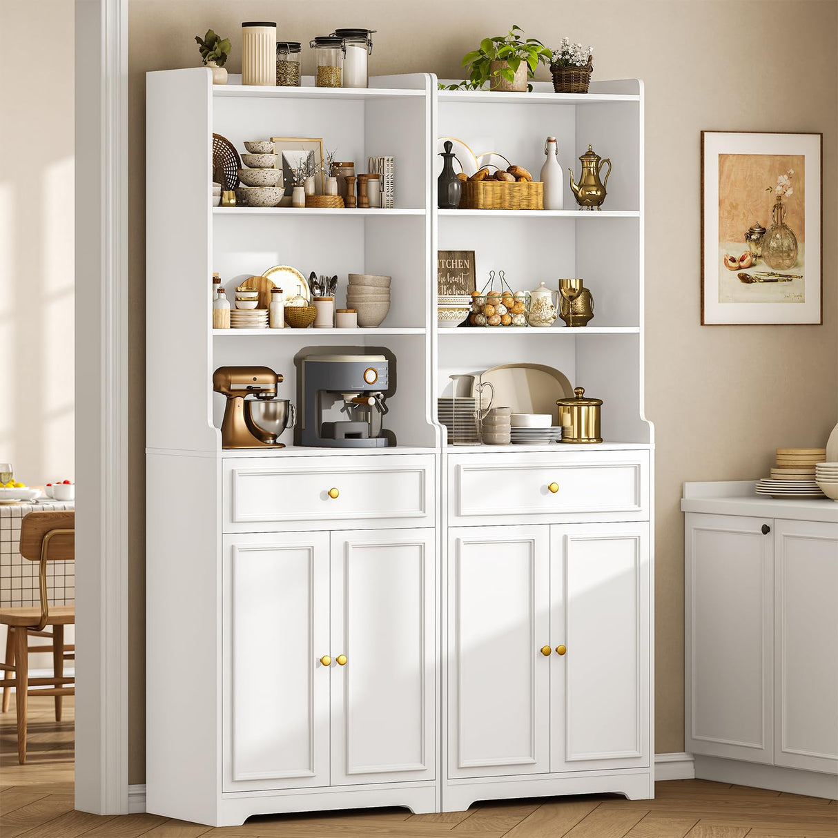 73.2'' Tall Bathroom Storage Cabinets with Doors and Drawer & Shelves