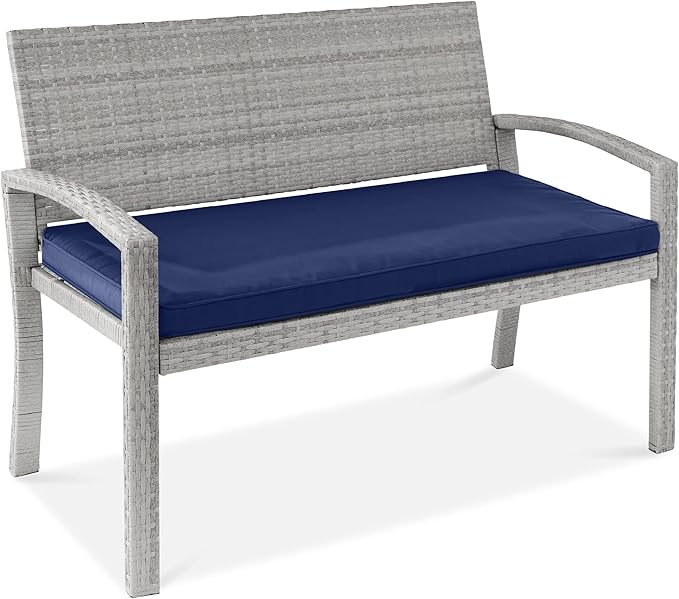 Outdoor Bench 2-Person Wicker Garden Patio Benches Seating Furniture for Backyard