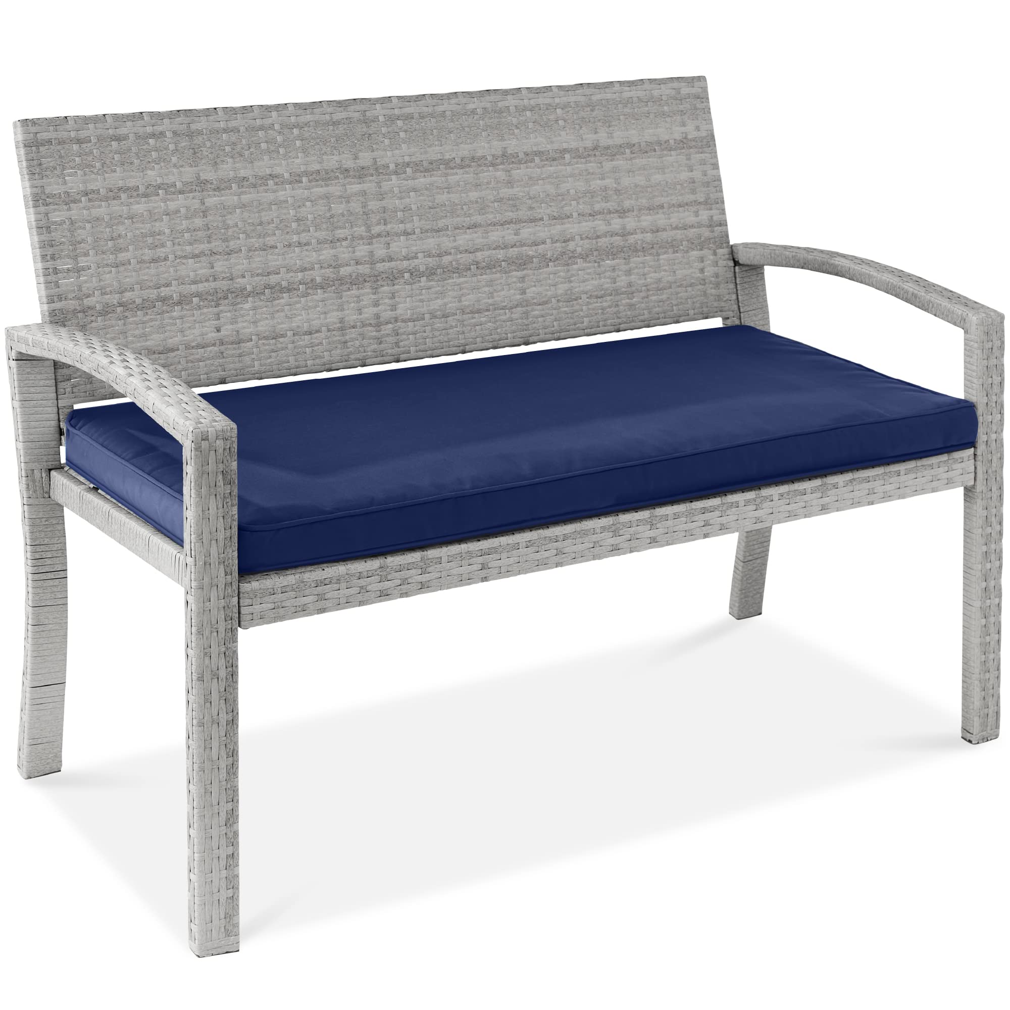 Outdoor Bench 2-Person Wicker Garden Patio Benches Seating Furniture for Backyard
