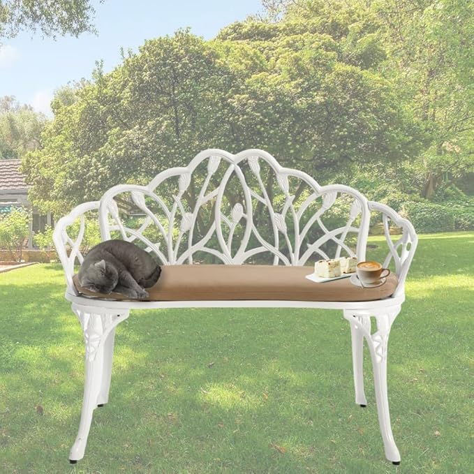 Outdoor Bench, Garden Metal Loveseat Furniture