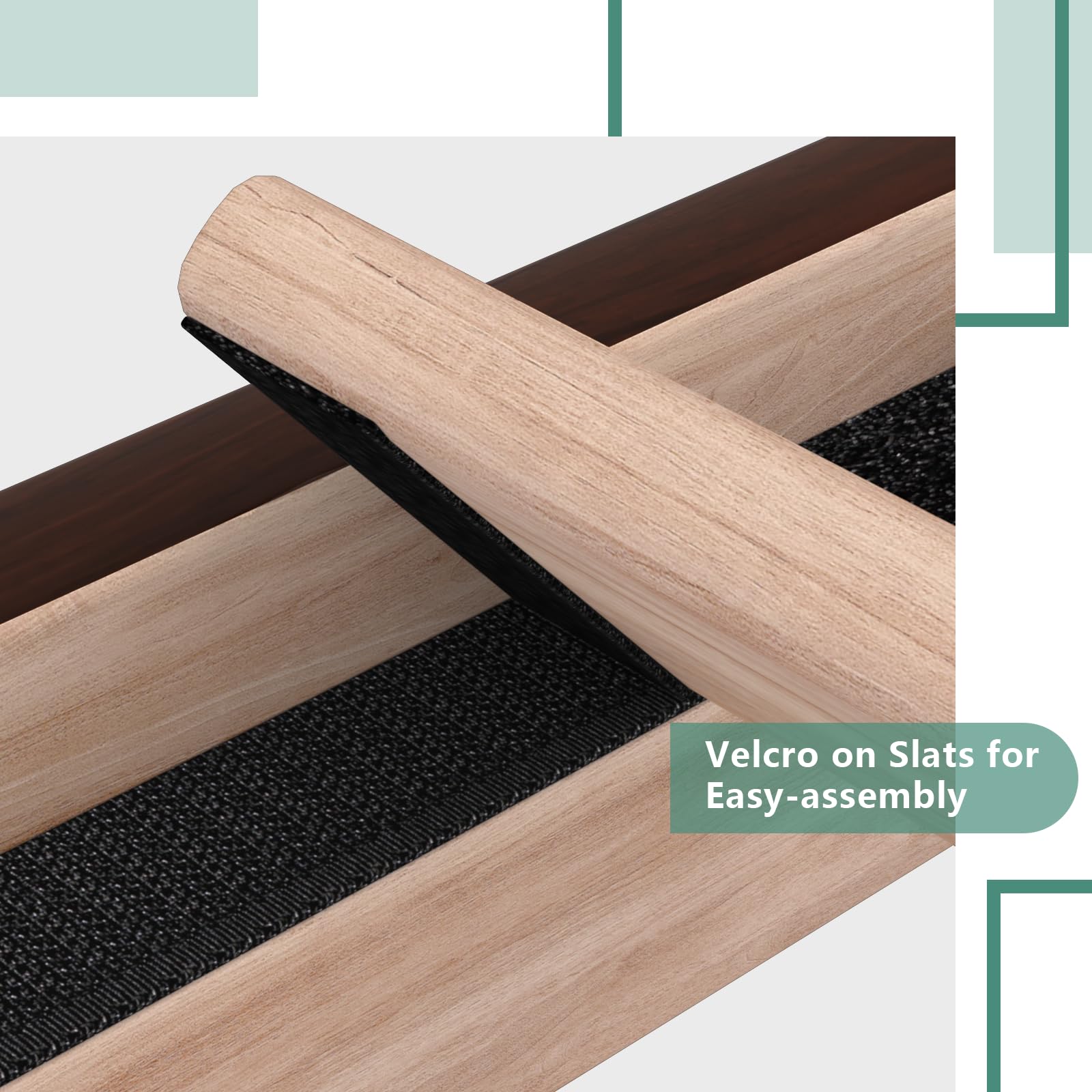 King Wood Platform Bed Frame with Slats - Cherry Finish