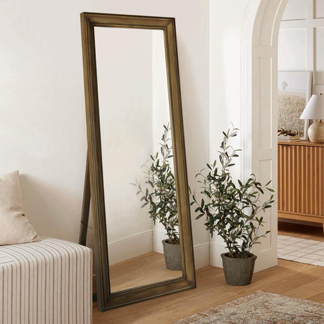 Wood Mirror Full Length, Full-Length Wood Floor Mirror, 26’’x65’’ Large Standing Mirror