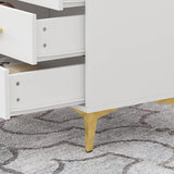 Set of 2 Nightstands with 3 Storage Drawers & Gold Metal Legs, Modern Bedside