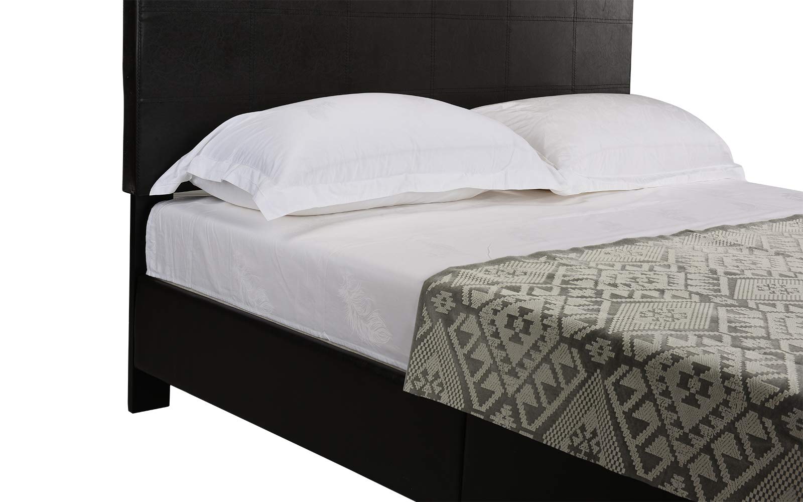 Classic Faux Leather Dark Brown Platform Bed Frame