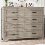 Farmhouse Dresser 8 Drawer Dresser for Bedroom, Large Wooden Dressers Double Grey