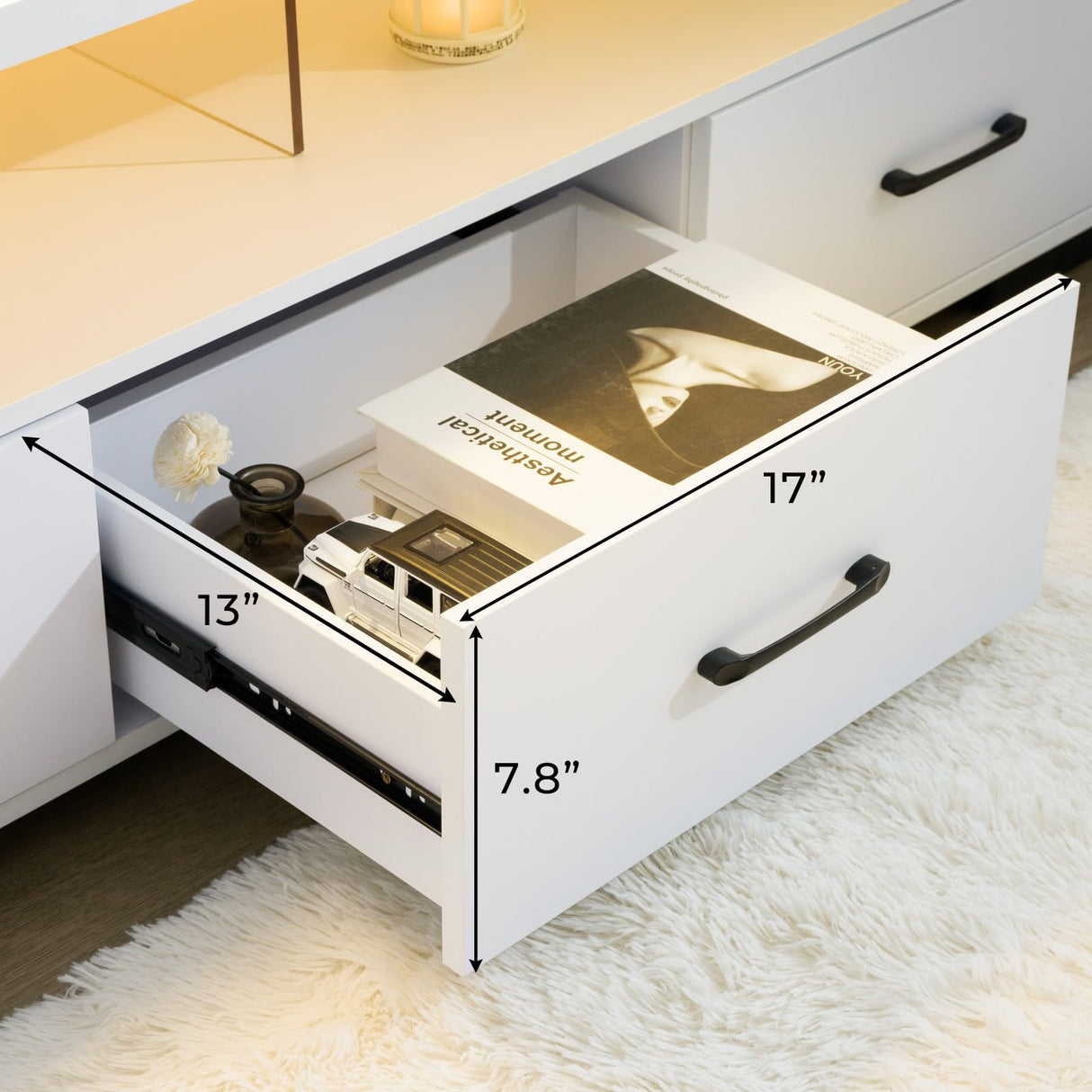 Modern 75 Inch TV Stand with LED Lights and Storage