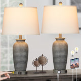 25" Farmhouse Jar Table Lamps Set of 2, 3 Way Touch Control Rustic