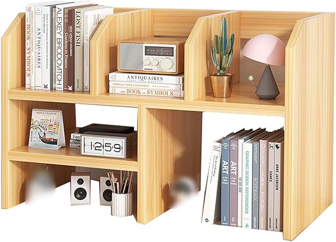Shelf Freestanding Wooden Small Bookshelf Desk Supplies Organizers and Accessories
