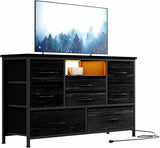 8 Dresser TV Stand with Power Outlet & LED for 55'' TV, Long Dresser for Bedroom