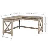 L-Shaped Computer Desk with X-Pattern Legs for Home Office, or Craft Table, 59"