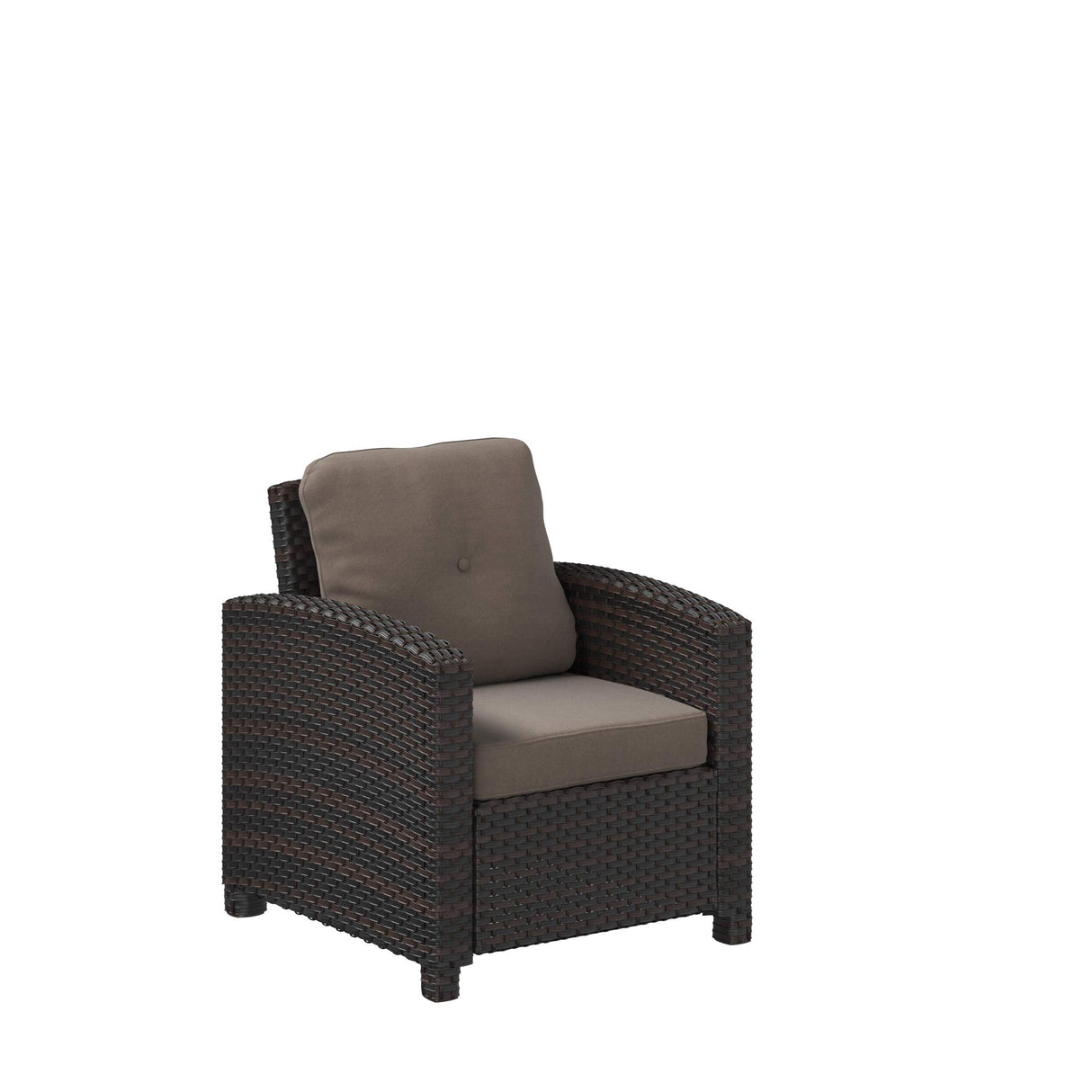 63361 Miles Club Chair Outdoor Club Chair Patio Armchair with Khaki Cushions All Weather Durability & Fade Resistant Outdoor Lawn Pool Side Garden Porch Deck Backyard - Mocha Wicker