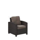 63361 Miles Club Chair Outdoor Club Chair Patio Armchair with Khaki Cushions All Weather Durability & Fade Resistant Outdoor Lawn Pool Side Garden Porch Deck Backyard - Mocha Wicker