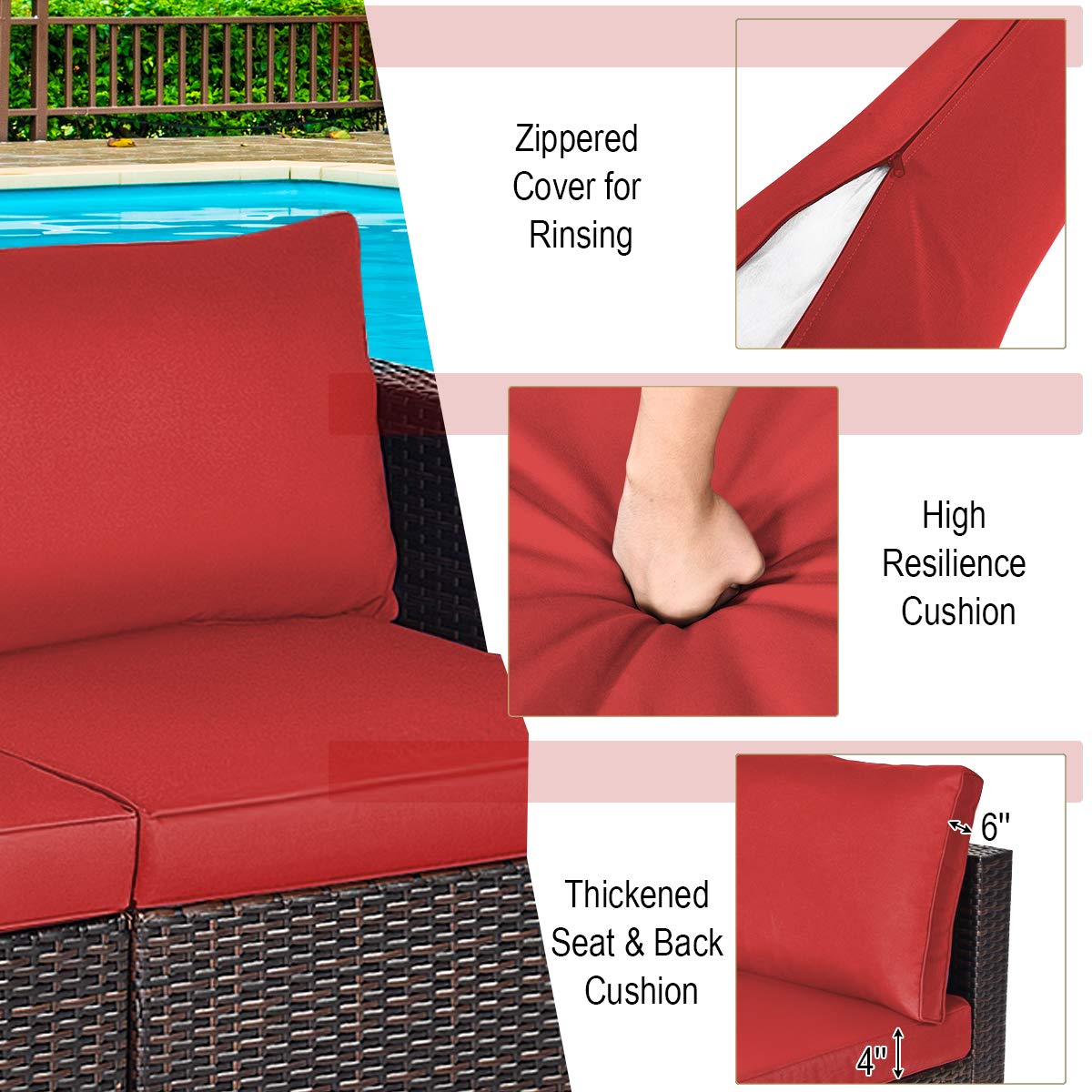 Wicker Loveseat 2 Piece, Patio Furniture Couch with Removable Cushions