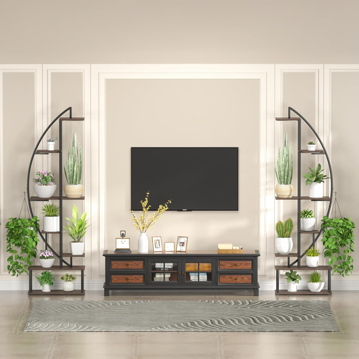 Plant Stand Shelf Indoor with 6 Grow Light, 7 Tier 65" Tall 2 Pack Half Moon Large Lighted Plant