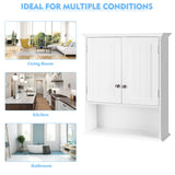 Bathroom Wall Cabinet, Wooden Hanging Storage Cabinet with Doors & Shelves,