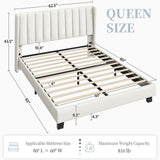 Queen Bed Frame Upholstered Platform Bed with Fabric Headboard,