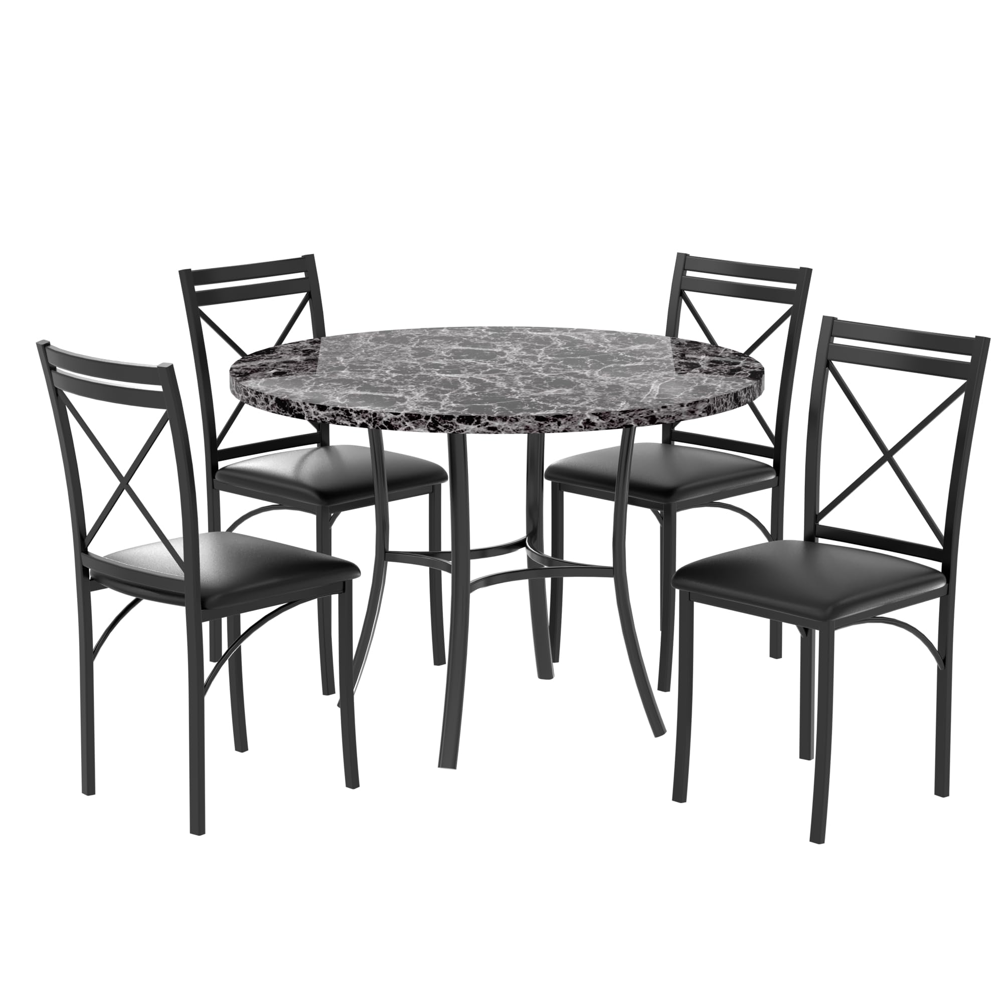 5-Piece Faux Marble Dining Set for 4