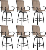 Outdoor Swivel Bar Stools Set of 2, Premium Patio Bar Stools, Textilene Bar Height