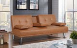 Modern Faux Leather Futon Set Convertible Recliner Sleeper Fold Up & Down Loveseat Reversible Daybed Guest Bed