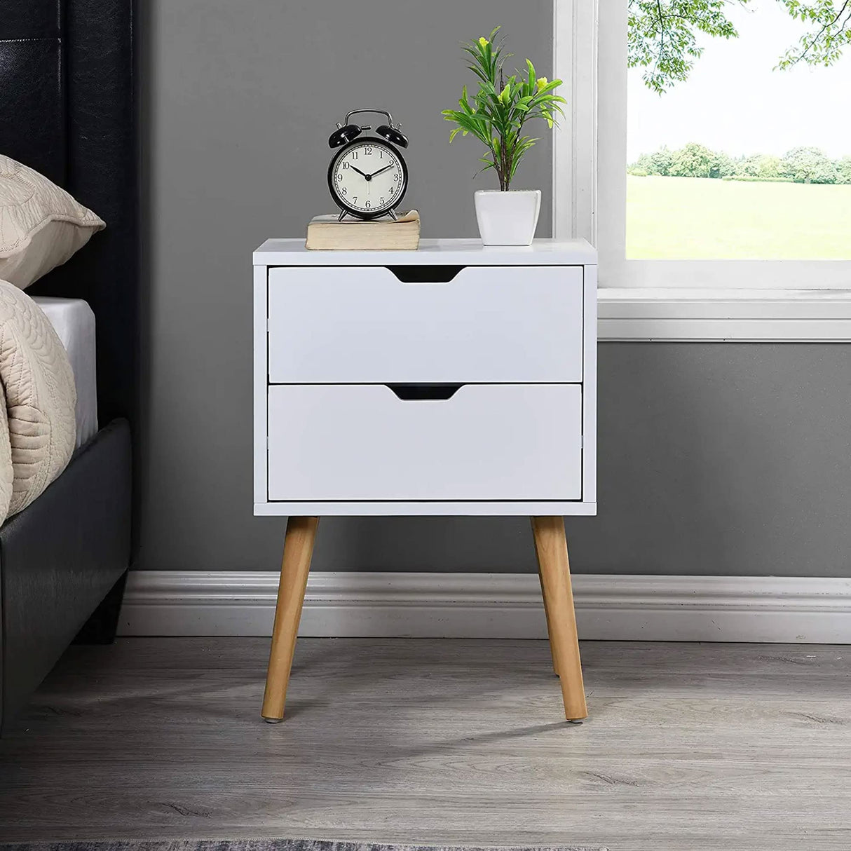 End Side Table Nightstand with Storage Drawer -Fashion Modern Assemble