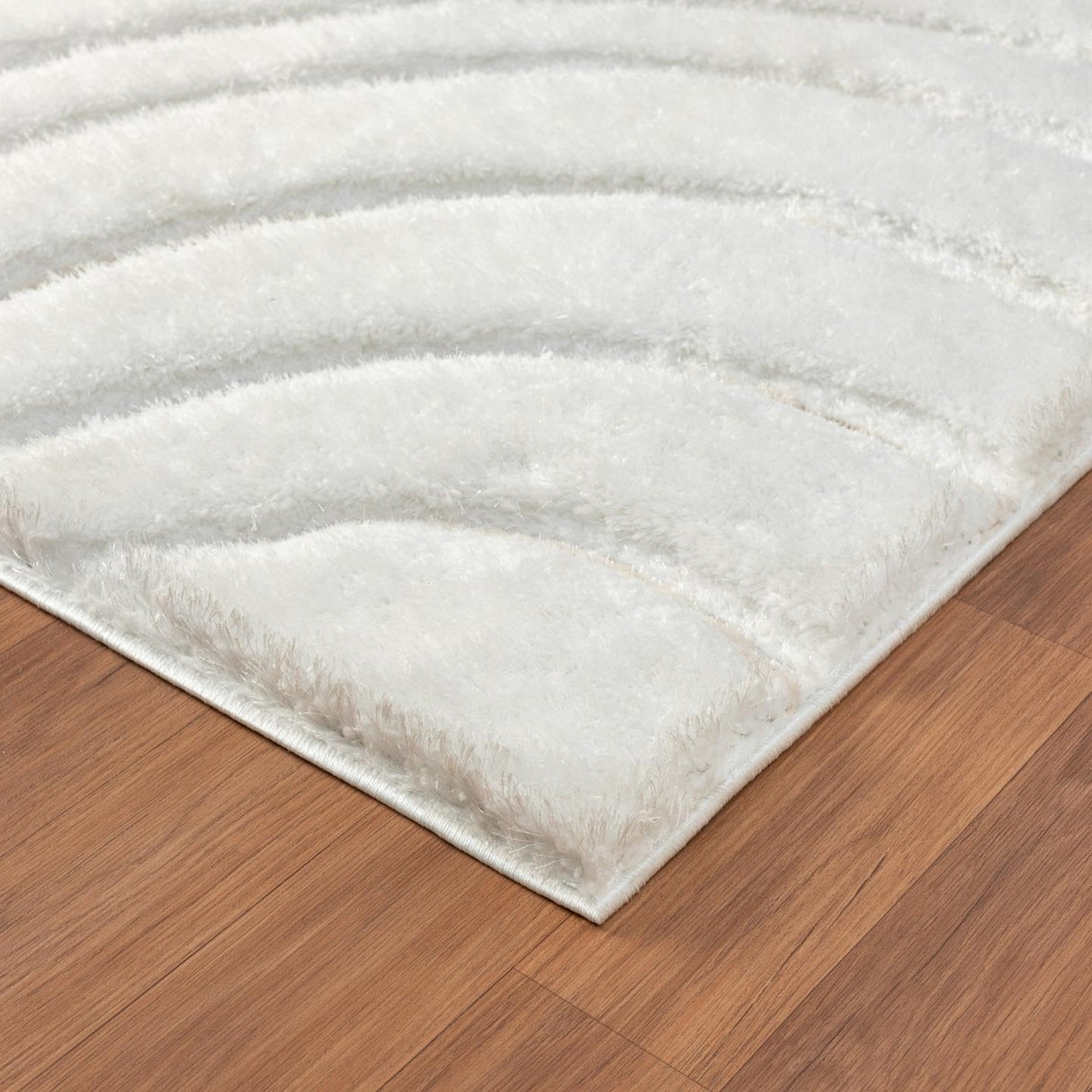 Lantanas Cream 8x10 Modern Shag Geometric Area Rug