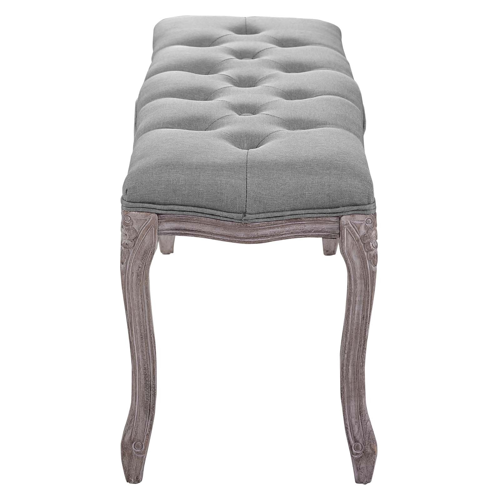 Modway Regal Vintage French Upholstered Bench in Light Gray