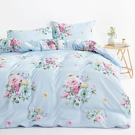 Wake In Cloud - Shabby Chic Comforter Set, Floral Farmhouse Cottagecore