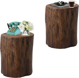 Concrete Outdoor Side TableSet of 2, 2 Piece Tree Stump Modern Round Coffee Table Accent Table