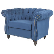 Velvet Chesterfield Chair, Mid-Century Modern Single Sofa Chair