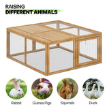 71" Chicken Coop Run Extension Metal Frame with Perches, Outdoor Rabbit Run