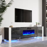 Fireplace TV Stand with 36" Fireplace, 70" Modern High Gloss Entertainment