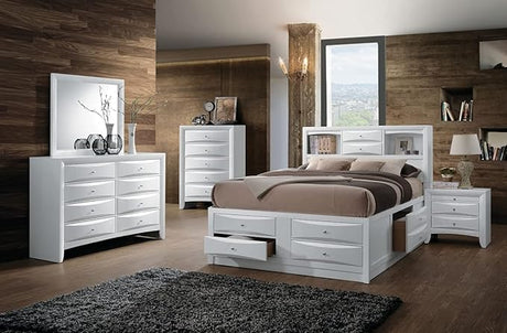 21700Q 4 Piece Ireland Queen Size Bed with Storage - White