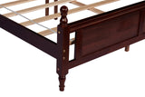 Queen Pine Wooden Bed with Upholstered Headboard - Classic Cherry