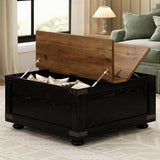 Farmhouse Coffee Table with Hydraulic Gas Rod, Black Square Coffee Table