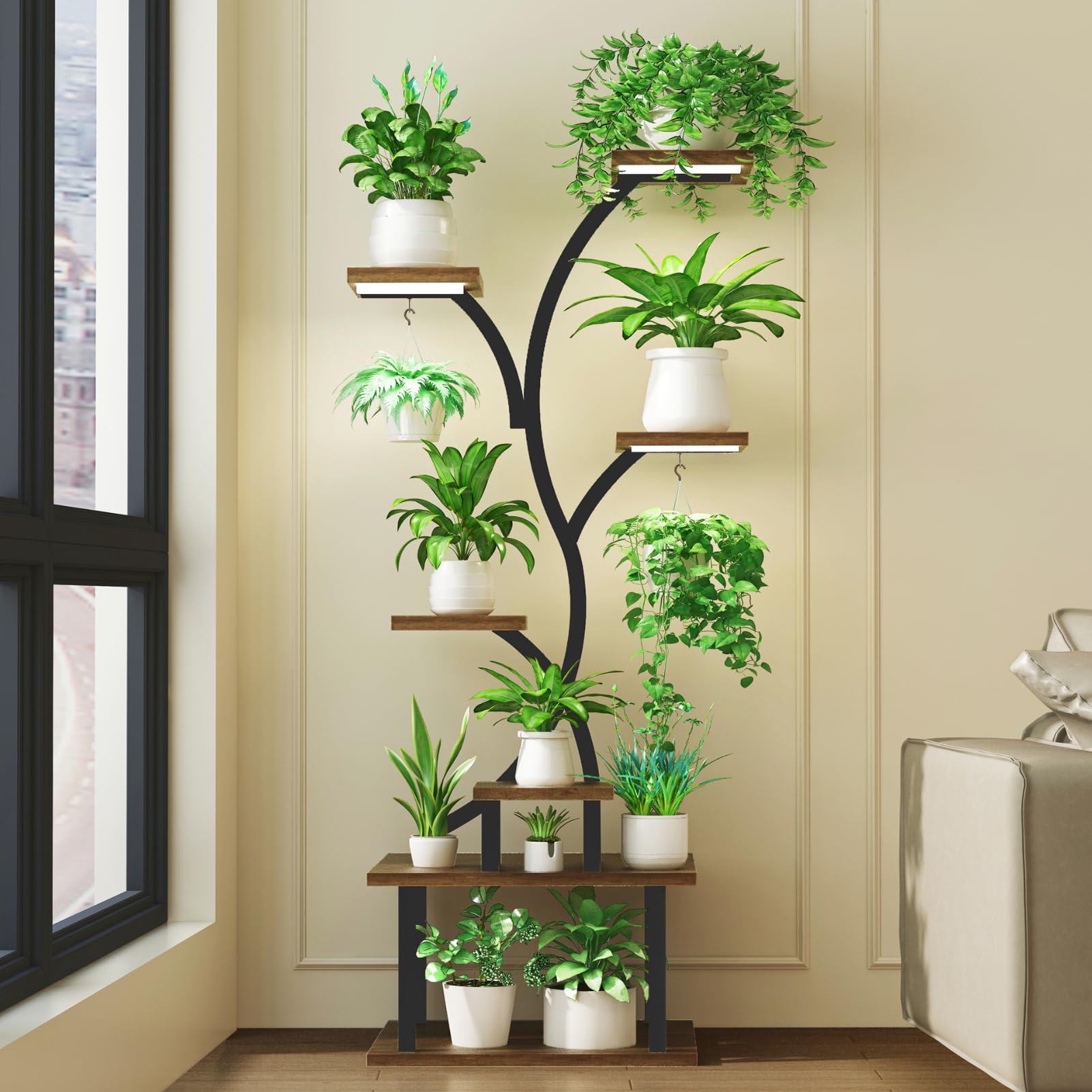 LushGlow  62.8" - 7 Tier Plant Stand with Grow Lights