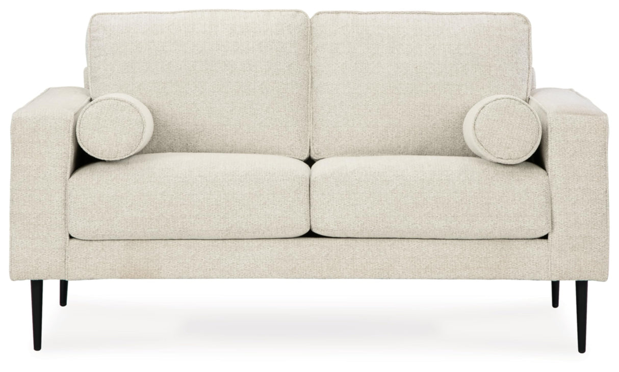 Hazela Contemporary Loveseat with 2 Bolster Pillows, Beige