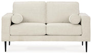 Hazela Contemporary Loveseat with 2 Bolster Pillows, Beige