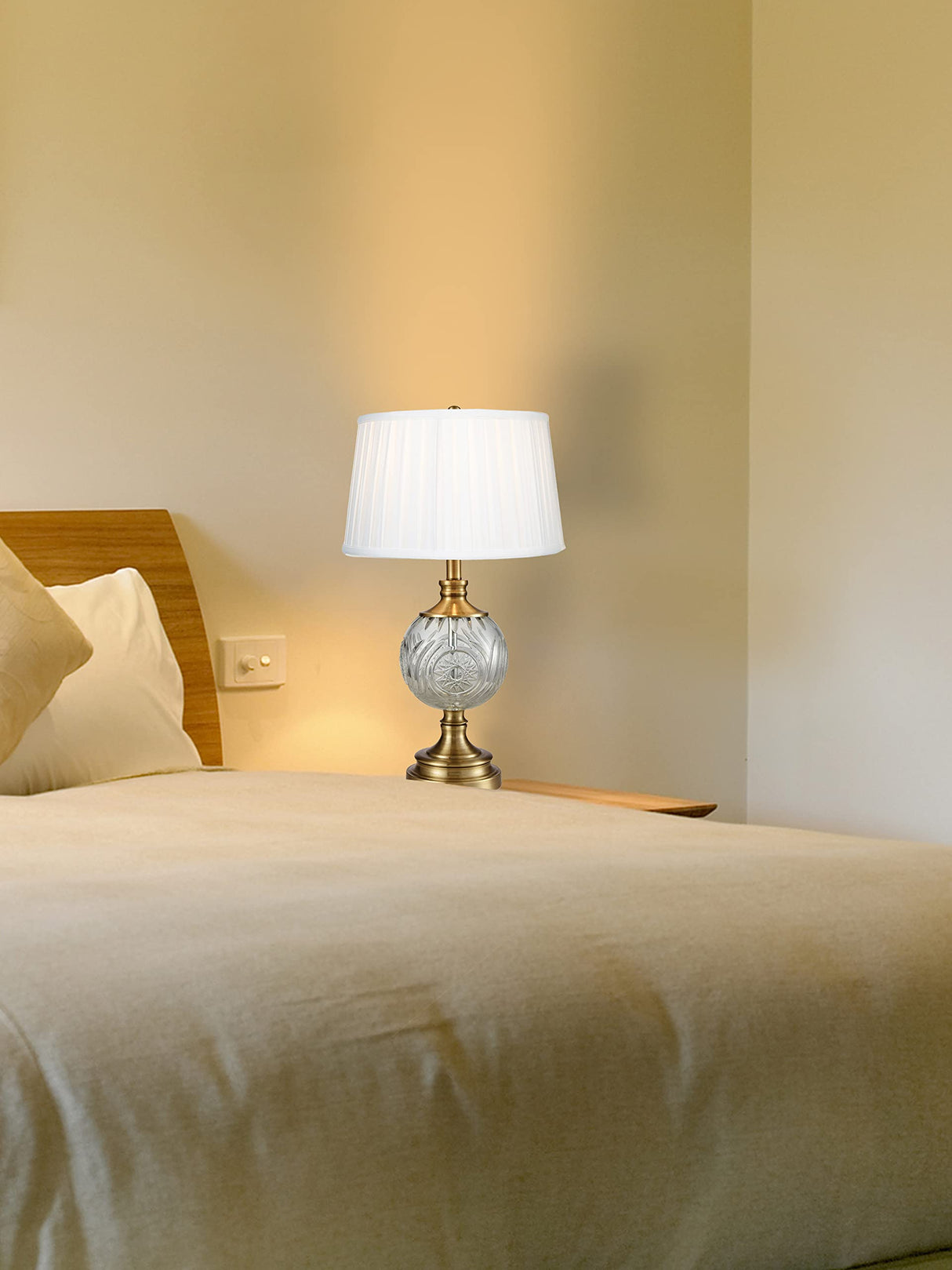 SGT16158F Mitre 24% Lead Crystal Table Lamp, Antique Bronze