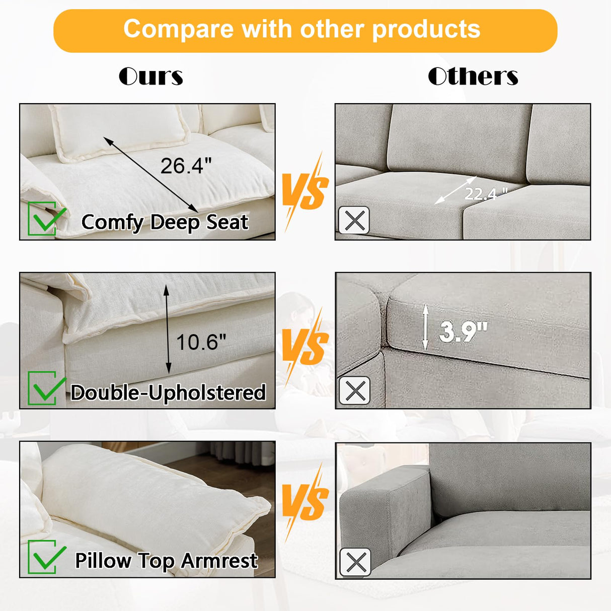 85.8" Modern Sectional Sofa Cloud Couch for Living Room