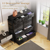 Dresser for Bedroom with 11 Drawer, Dressers & Chests of Drawers with Side Pockets,