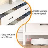 White Dresser for Bedroom, 6 Drawer Dresser Wood with Black Metal Handles