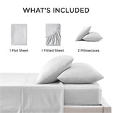 Bedsure Cooling Sheets for Queen Size Bed Set, Polyester & Rayon Derived from Bamboo, Breathable & Wrinkle Free, Silky Soft with 16 Inch Deep Pocket Bed Sheets - Light Grey