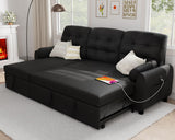 Sectional Sofa Couch, 87" Sleeper Sofa Bed with Reversible Storage Chaise Pull Out