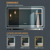 84x32 Led Mirror for Bathroom, Front and Backlit, CRI 90+, 3-Color