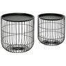 Nesting Coffee Tables, Round Coffee Table Set of 2 with Steel Wired Basket Body