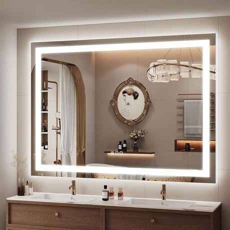 55x36 LED Bathroom Mirror for Wall, Large Lighted Vanity Mirror with Lights, Dimmable,