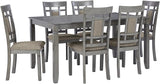 Caitbrook Rustic 7 Piece Dining Set, Include Table and 6 Chairs, Gray